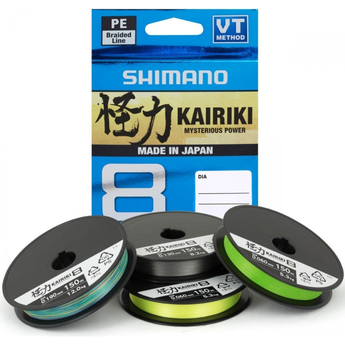 Леска плетёная SHIMANO KAIRIKI 8 PE 150м зеленая 0,060 мм 5,3 кг 59WPLA58R00